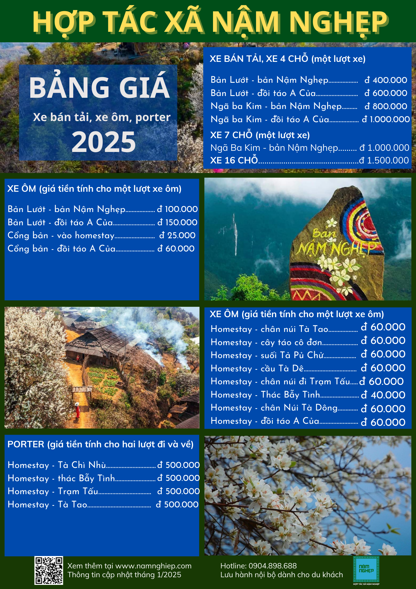 Bảng giá dịch vụ Nậm Nghẹp 