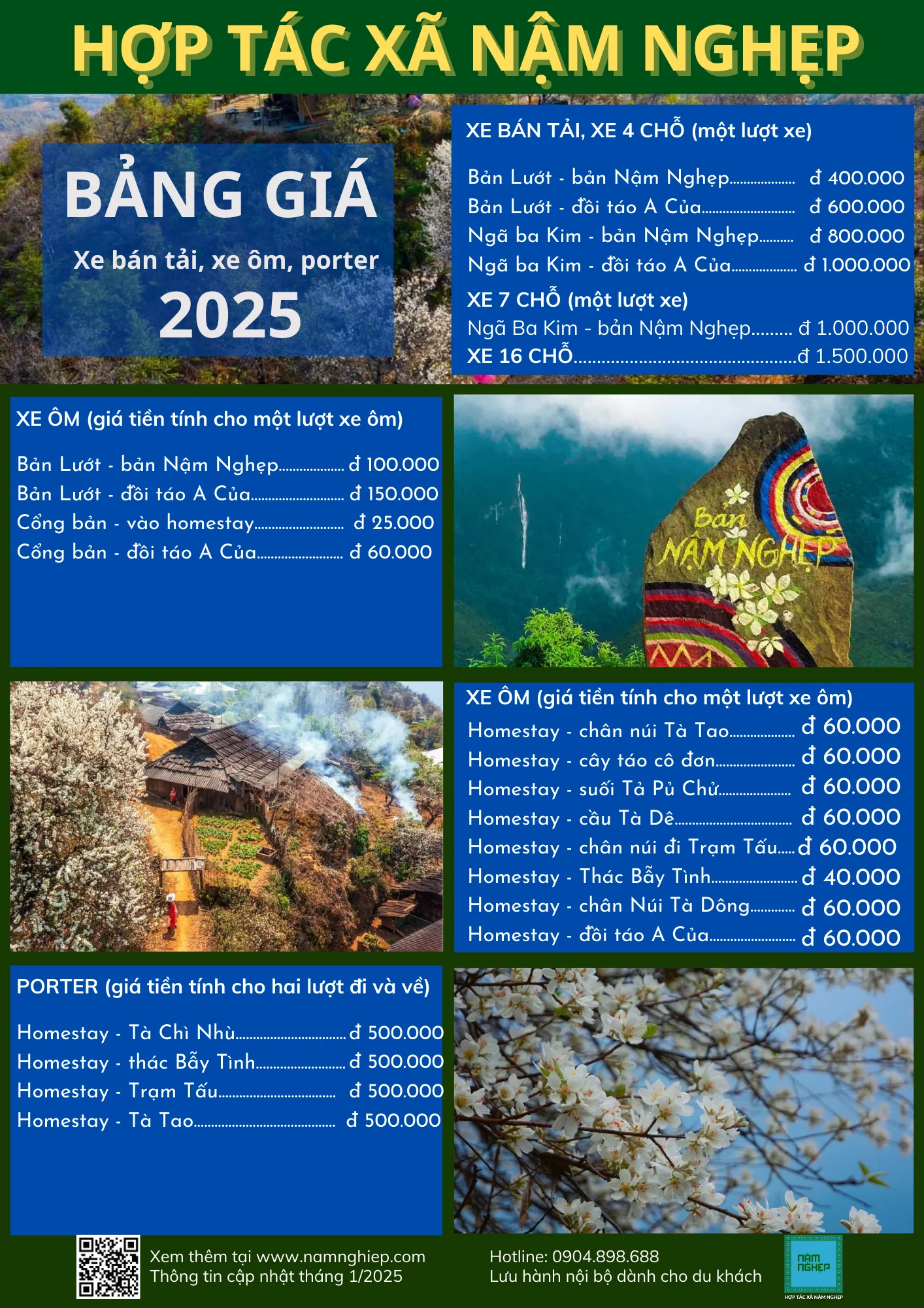 Bảng giá dịch vụ Nậm Nghẹp 
